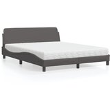 vidaXL Postelja z vzmetnico siva 160x200 cm umetno usnje Cene