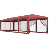 Šator za zabave s 10 mrežastih bočnih zidova crveni 3x12 m HDPE | shoptok.hr