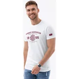 Ombre Majice s kratkimi rokavi T-shirt męski bawełniany z nadrukiem - biały V1 S1748 pisana