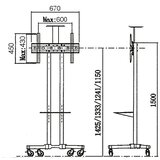 Xstand 32/75 podni pokretni nosač za tv/vesa 600x400/maxTILT +15~-15°/ do 45kg