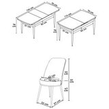 Hanah home han - white, pink whitepink extendable dining table & chairs set (7 pieces) | Eponuda.com