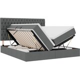 vidaXL Krevet s LED trakama s pohranom Tamno siva 180 x 200 cm tkanina - Tamno siva 180 x 200 cm Dizajn s jastučićima | shoptok.hr