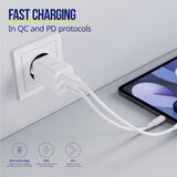 ALLITY zidni polnilec GaN PD QC ATC-01-30WAC 1x USB-C 1x USB-A 30W bela Slike
