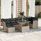 Maison Chic Seti vrtnega pohištva - Vrtna garnitura - Vrtni pohištvo set 8-delna z blazinami sv. siv poli ratan, (21800508) | Shoptok.si