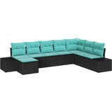 vidaXL Vrtna sedežna garnitura z blazino 8 pcs Črna in turkizna, (5000021428) | Shoptok.si