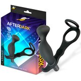 Afterdark Larimar Vibrating Anal Plug with Penis & Testicles Ring Black Cene