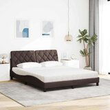 vidaXL Postelja z vzmetnico temno rjava 160x200 cm blago | Shoptok.si