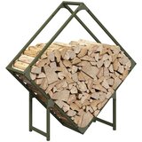 vidaXL stojalo za drva z lesenim vrhom olivno zelene 80x25x80 cm | Shoptok.si