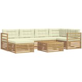 vidaXL Zunanja garnitura za sedenje z blazino 7 pcs Bela in krem, (5000282317) | Shoptok.si