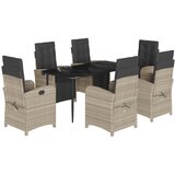 vidaXL Vrtna jedilna garnitura 7-delna z blazinami sv. siv poli ratan, (21058627) | Shoptok.si