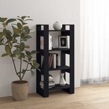 Ormarić za knjige / pregrada crni 60x35x125 cm od masivnog drva | shoptok.hr