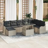 vidaXL Set vrtnih sofa od 9 komada s jastucima Svjetlosiva Poly Ratan, 2-sjedna vrtna sofa s jastucima Svjetlosiva Poly Ratan | shoptok.hr