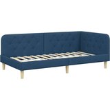 vidaXL Kutni okvir kreveta s uzglavljem Plava 90 x 200 cm tkanina | shoptok.hr