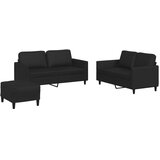  3-dijelni set sofa s jastucima crni od umjetne kože | shoptok.hr