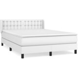 Krevet s oprugama i madracem bijeli 140x190 cm od umjetne kože | Eponuda.com