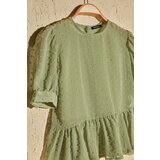 Trendyol Mint Balloon Sleeve Flowy Semi Sheer Blouse | shoptok.hr