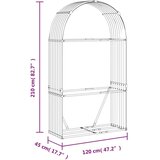 vidaXL Držač za cjepanice srebrni 120x45x210 cm od pocinčanog čelika | shoptok.hr