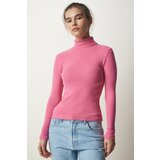  Women's Pink Turtleneck Ribbed Knitted Blouse | Eponuda.ba