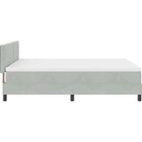 Box Spring Krevet s Madracem &amp LED Svjetlom Svjetlosiva 140x200 cm Baršun | shoptok.hr