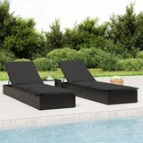 vidaXL Ležaj za sunčanje s jastukom crni 201 x 55 x 62 cm poliratan | shoptok.hr