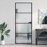 Sobna vrata tanka crna 83 x 201,5 cm kaljeno staklo i aluminij Cene