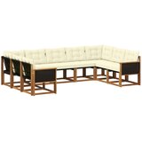 vidaXL Zunanja garnitura za sedenje z blazino 9 pcs Naravna in smetana, (5000282677) | Shoptok.si