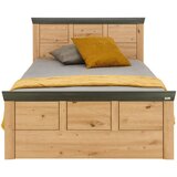 Hom`in postelja 200 cm x 120 cm , leseni material barve hrasta, temno siva | Shoptok.si