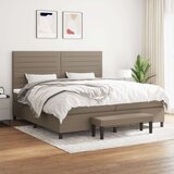  Krevet s oprugama i madracem smeđesivi 200x200 cm od tkanine | shoptok.hr