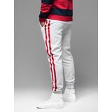 Ombre Men's sweatpants with piping and ribbing on legs - grey melange | ePonuda.com