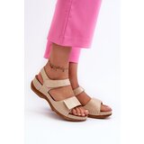 PE1 Comfortable Women's Sandals with Velcro Beige Iphiope | Shoptok.si