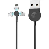 Core 3in1 magnetic cable USB - Lightning + USB-C + microUSB 1,0 m 2,5A black