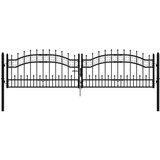 vidaXL Vrata za ograjo s suličastim vrhom črna 305x120 cm prašno jeklo | Shoptok.si