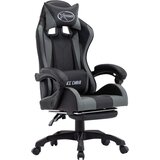 vidaXL Racing stol z oporo za noge sivo in črno umetno usnje Cene