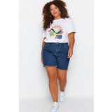 Trendyol Curve Plus Size Shorts & Bermuda - Blue - Normal Waist Cene