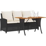 vidaXL Vrtni kavč 3-sedežnik z blazinami&Miza Black Poly Rattan Cene