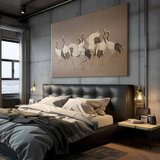  XXL slika - Crane dance – bright silhouettes of birds against a warm grey background with texture 130x87 | shoptok.hr