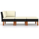 Maison Chic Seti vrtnega pohištva - Vrtna garnitura - Vrtni pohištvo set 3-delna poli ratan in trden evkaliptus, (21815735) | Shoptok.si