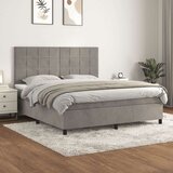 Box spring postelja z vzmetnico svetlo siva 180x200 cm žamet, (20846625) Cene