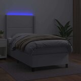  Krevet box spring s madracem LED bijeli 90x200 cm umjetna koža | shoptok.hr