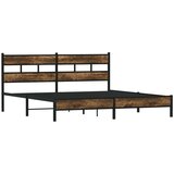 Metalni Kovinski posteljni okvir brez vzmetnice dimljen hrast 183x213cm, (21610730) | Shoptok.si