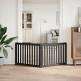  Vrata za pse s 2 panela sklopiva crna 160 cm od drva topole | shoptok.hr