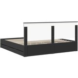  Konstrukcija postelje Črna 200 x 200 cm Inženirsko leseno, (5000121516) | Shoptok.si