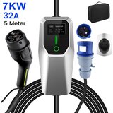 JUNSUN Tip 2 EV električni avtomobilski polnilni kabel – enofazni 7kW, nastavljiv tok, LCD zaslon, prenosni polnilnik 5 m z vtičem Schuko 6-32A IP67, (5000035262) Cene
