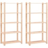 vidaXL Stalci za pohranu s 5 razina 2 kom 80x38x170 cm borovina 250 kg Cijene