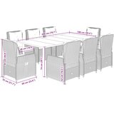  9-dijelni vrtni blagovaonski set od poliratana s jastucima bež 200 x 100 x 74 cm | shoptok.hr