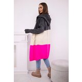 Kesi Striped hooded sweater graphite + beige + pink neon | shoptok.hr