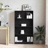  Polica za knjige s 4 etaže crni hrast 80x24x143 cm inženjerski drvo | Shoptok.si