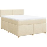 vidaXL Box spring postelja z vzmetnico krem 140x190 cm blago, (21305724) | Shoptok.si