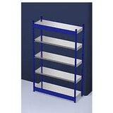 hofe stabilni sestavljivi regal, enostranski, višina regala 2000 mm, modra/pocinkano, širina police 1325 mm, osnovni regal, širina x globina 1325 x 40 | Shoptok.si