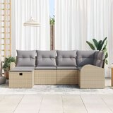 6-delni vrtni kavč z blazinami bež poly rattan | Shoptok.si